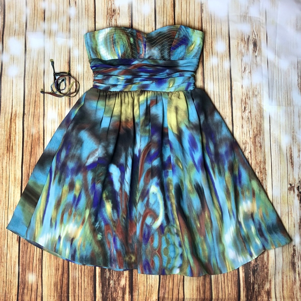 Jessica Simpson multi/watercolor Strapless dress